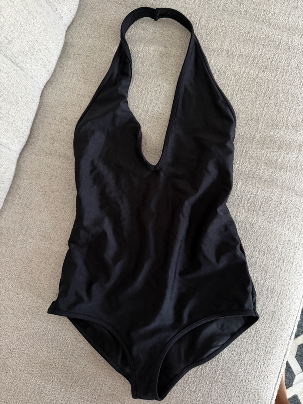 American Apparel Black Halter Swim One-Piece